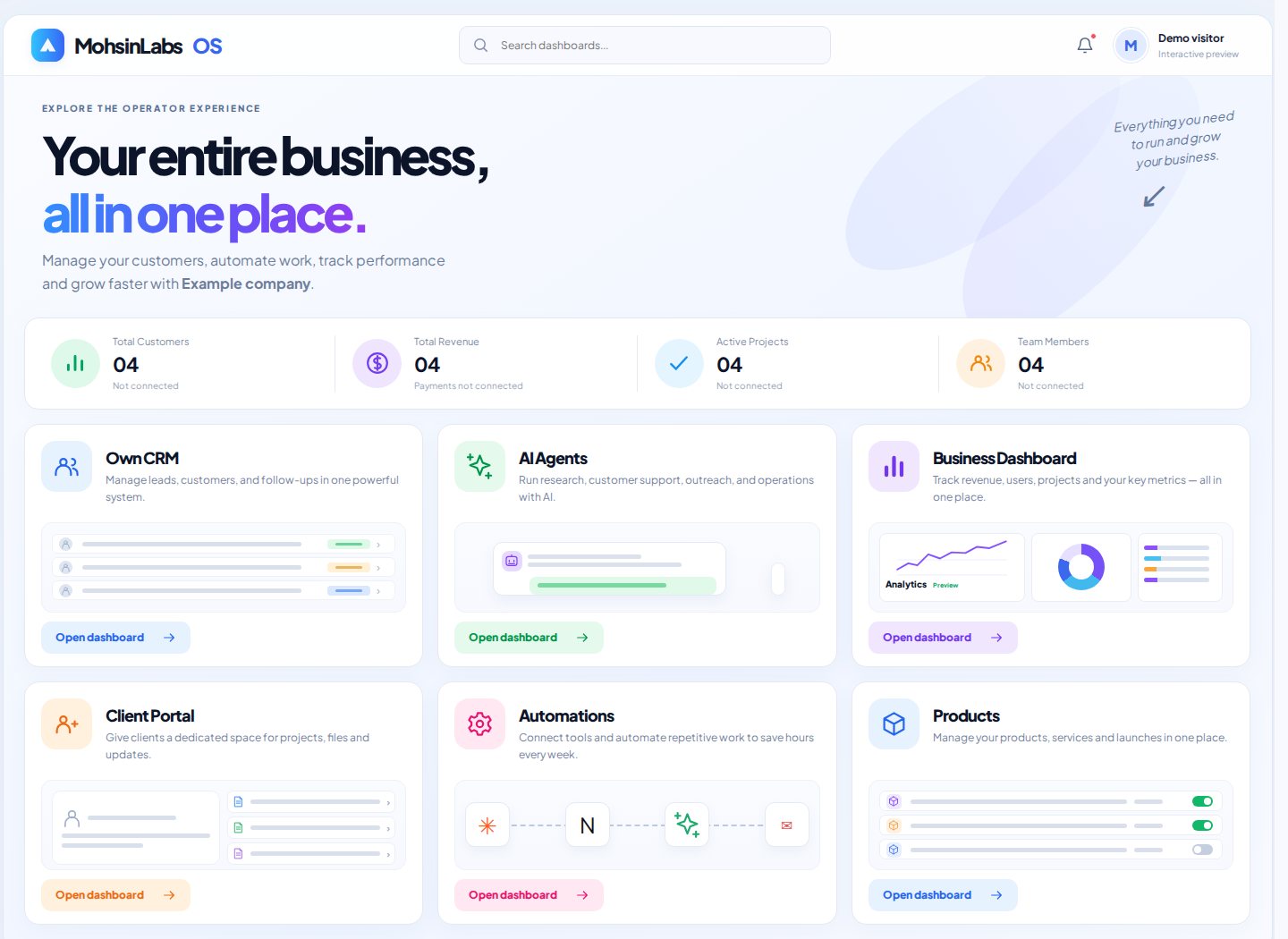 Mohsin Labs OS. real product preview