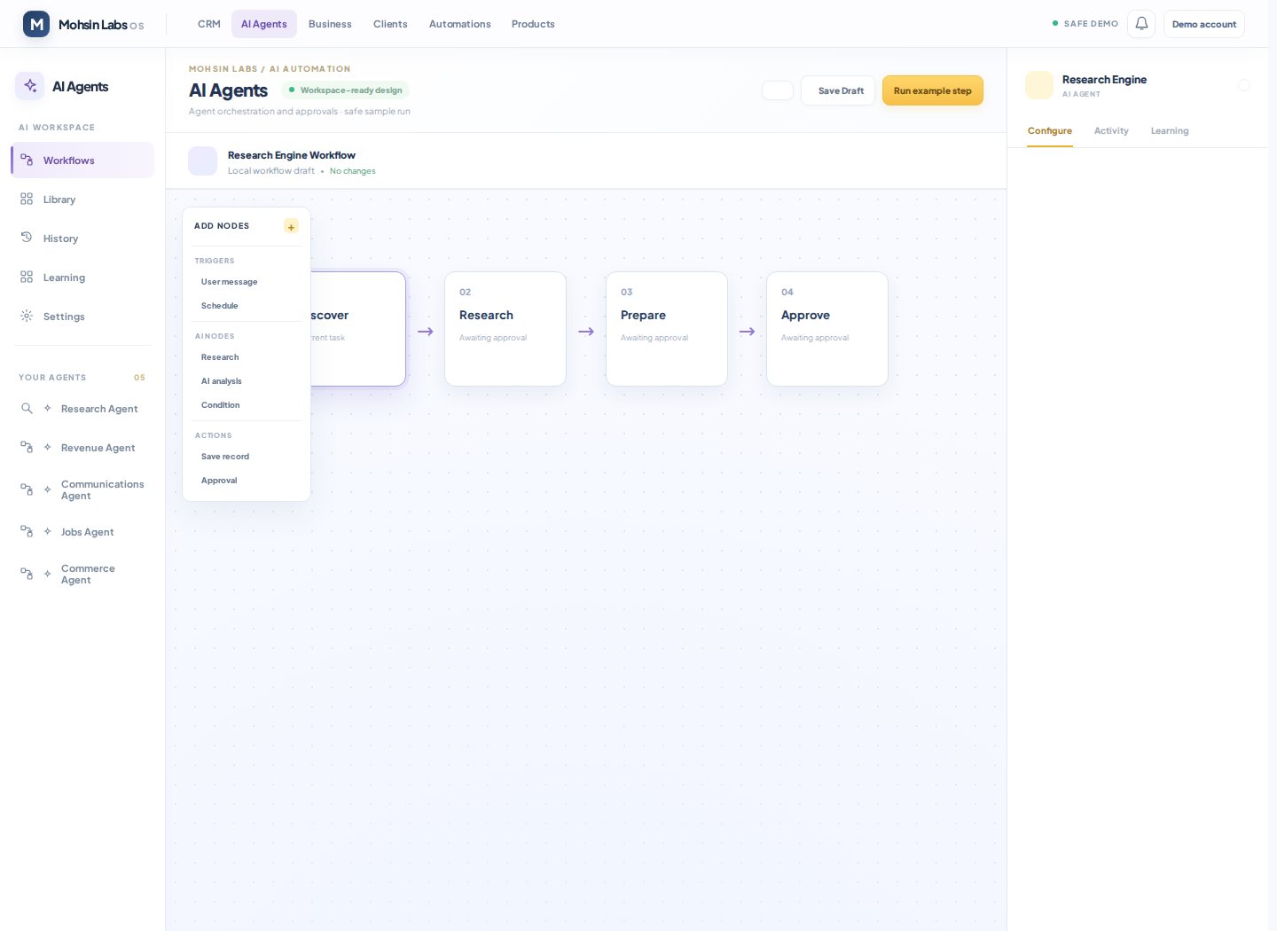 Additional Mohsin Labs OS product interface